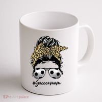 Soccer Mom Leopard Messy Bun Football Hair Game Day Vibes Coffee Mug thumb 1