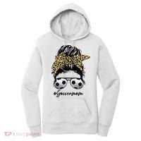 Soccer Mom Leopard Messy Bun Football Hair Game Day Vibes Women's Hoodie thumb 0