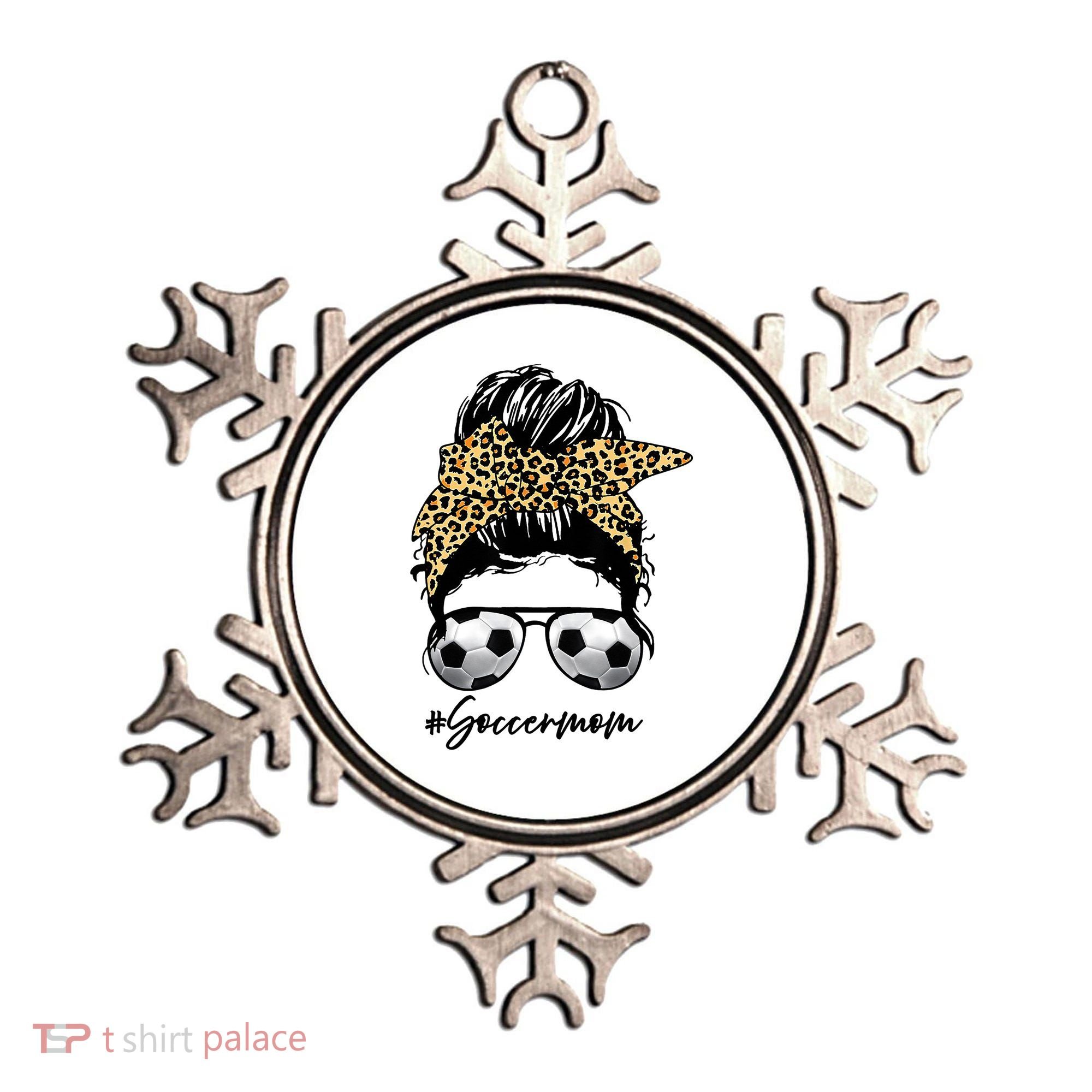 Soccer Mom Leopard Messy Bun Football Hair Game Day Vibes Ornament