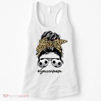 Soccer Mom Leopard Messy Bun Football Hair Game Day Vibes Women's Tank Top thumb 0