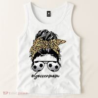 Soccer Mom Leopard Messy Bun Football Hair Game Day Vibes Tank Top thumb 2