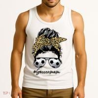 Soccer Mom Leopard Messy Bun Football Hair Game Day Vibes Tank Top thumb 3