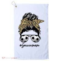 Soccer Mom Leopard Messy Bun Football Hair Game Day Vibes Golf Towel thumb 0