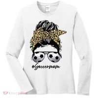 Soccer Mom Leopard Messy Bun Football Hair Game Day Vibes Women's Long Sleeve Shirt thumb 0