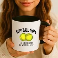 Softball Mom Like A Baseball Mom With Bigger Balls Funny Coffee Mug thumb 3
