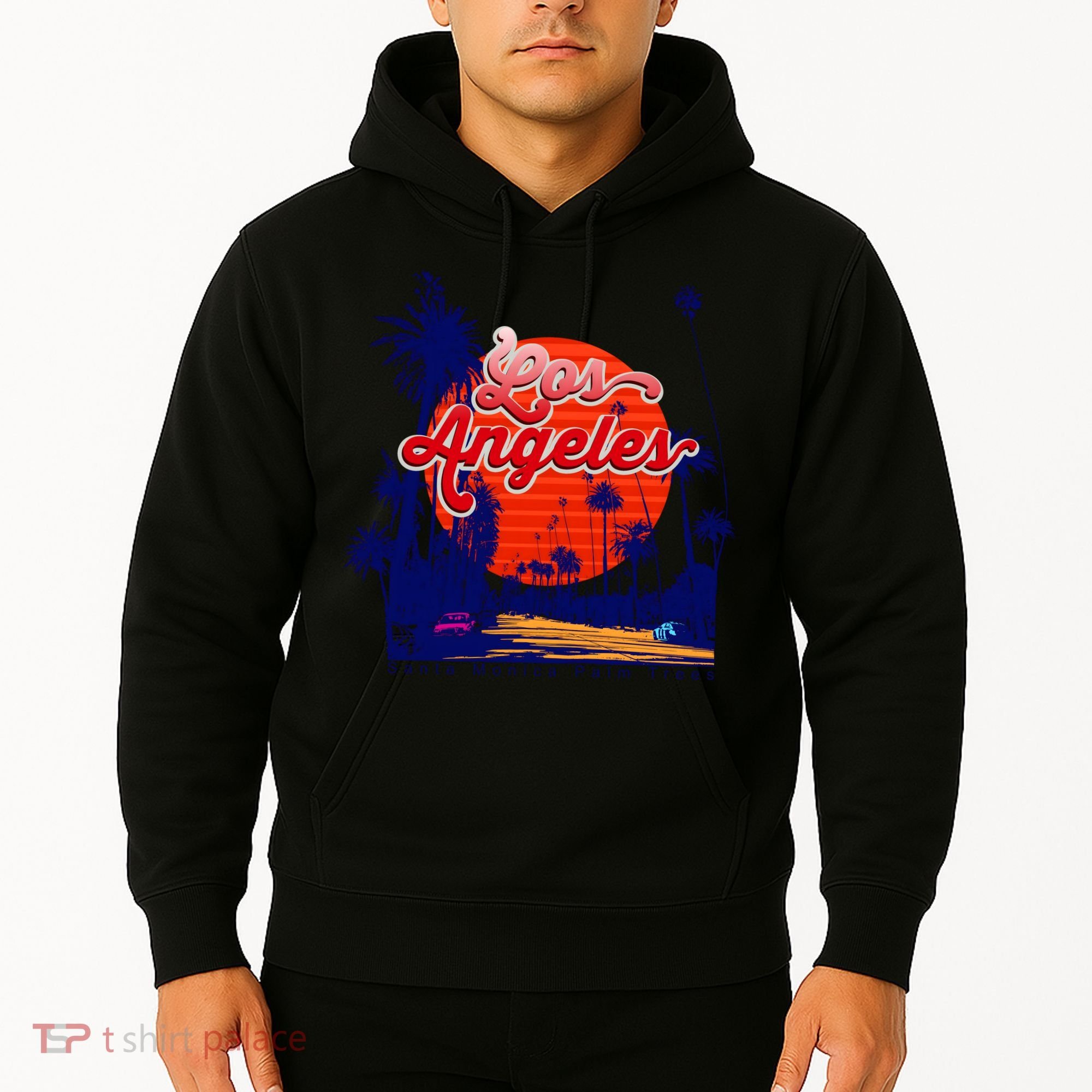 Santa Monica Los Angeles Palm Trees Scenic Hoodie