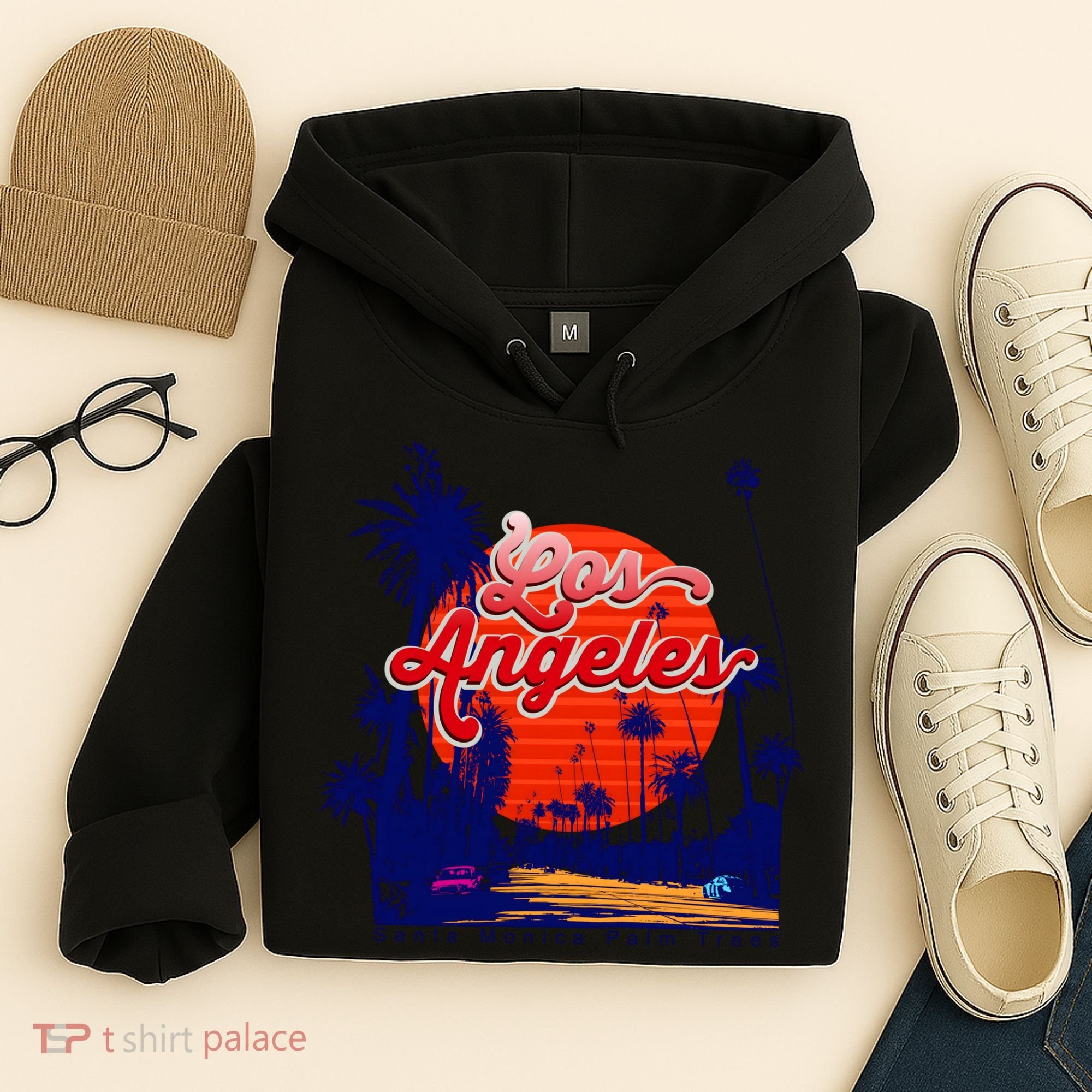 Santa Monica Los Angeles Palm Trees Scenic Hoodie