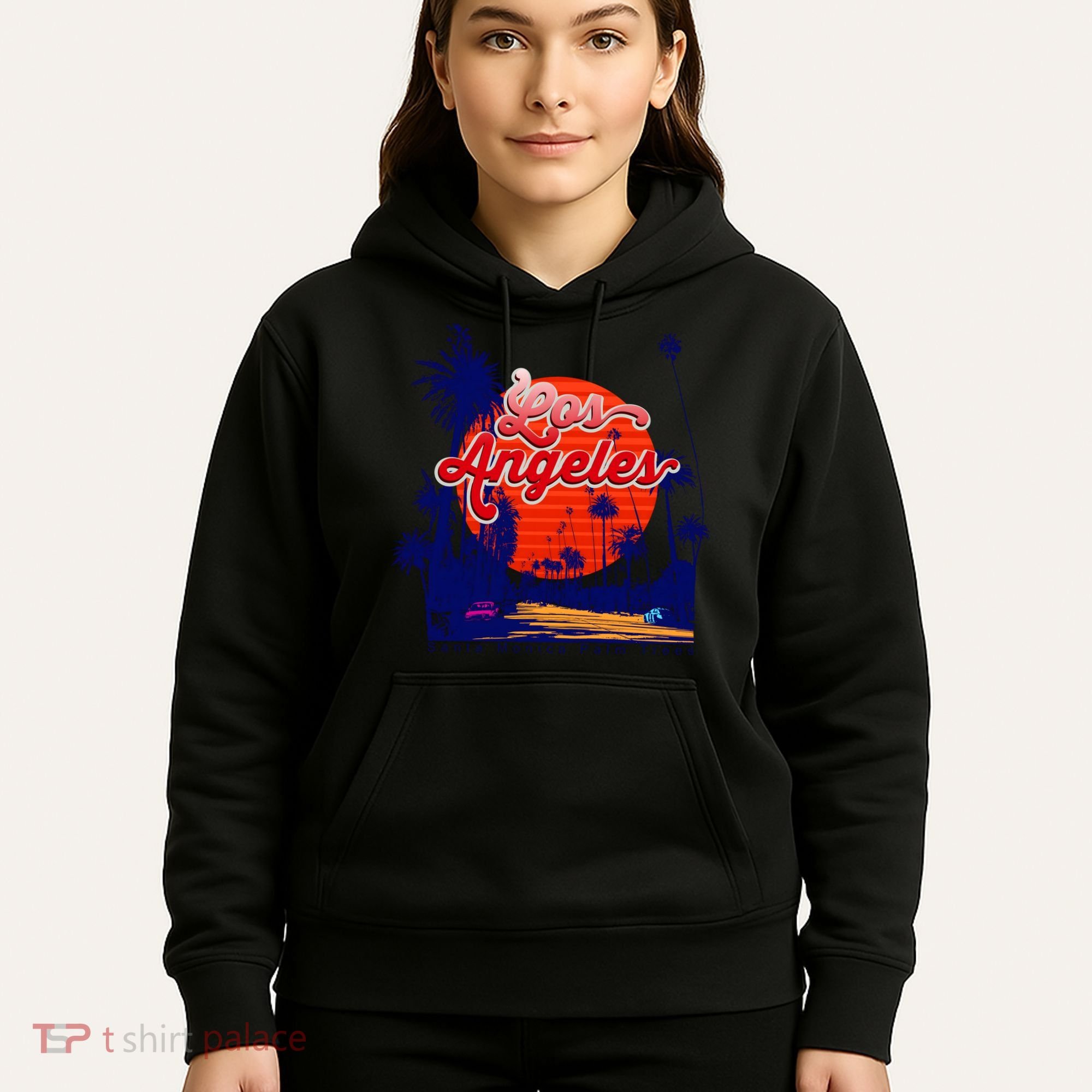 Santa Monica Los Angeles Palm Trees Scenic Hoodie