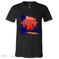 Santa Monica Los Angeles Palm Trees Scenic V-Neck T-Shirt thumb 0
