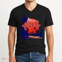Santa Monica Los Angeles Palm Trees Scenic V-Neck T-Shirt thumb 2