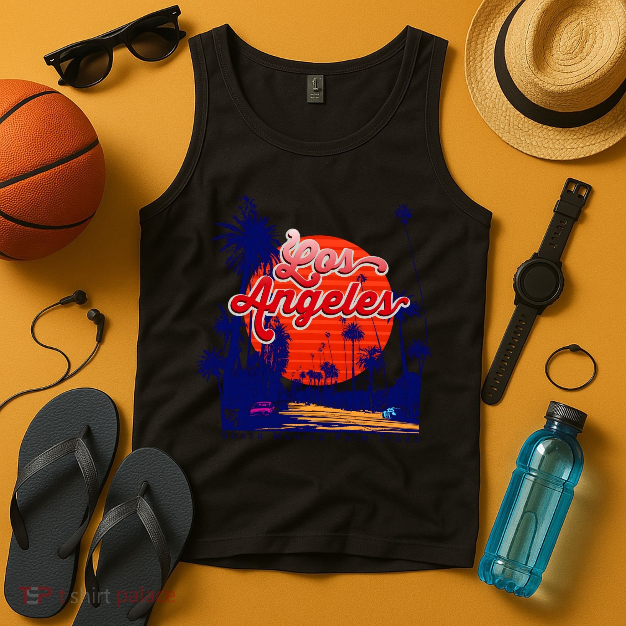 Santa Monica Los Angeles Palm Trees Scenic Tank Top