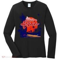 Santa Monica Los Angeles Palm Trees Scenic Women's Long Sleeve Shirt thumb 0