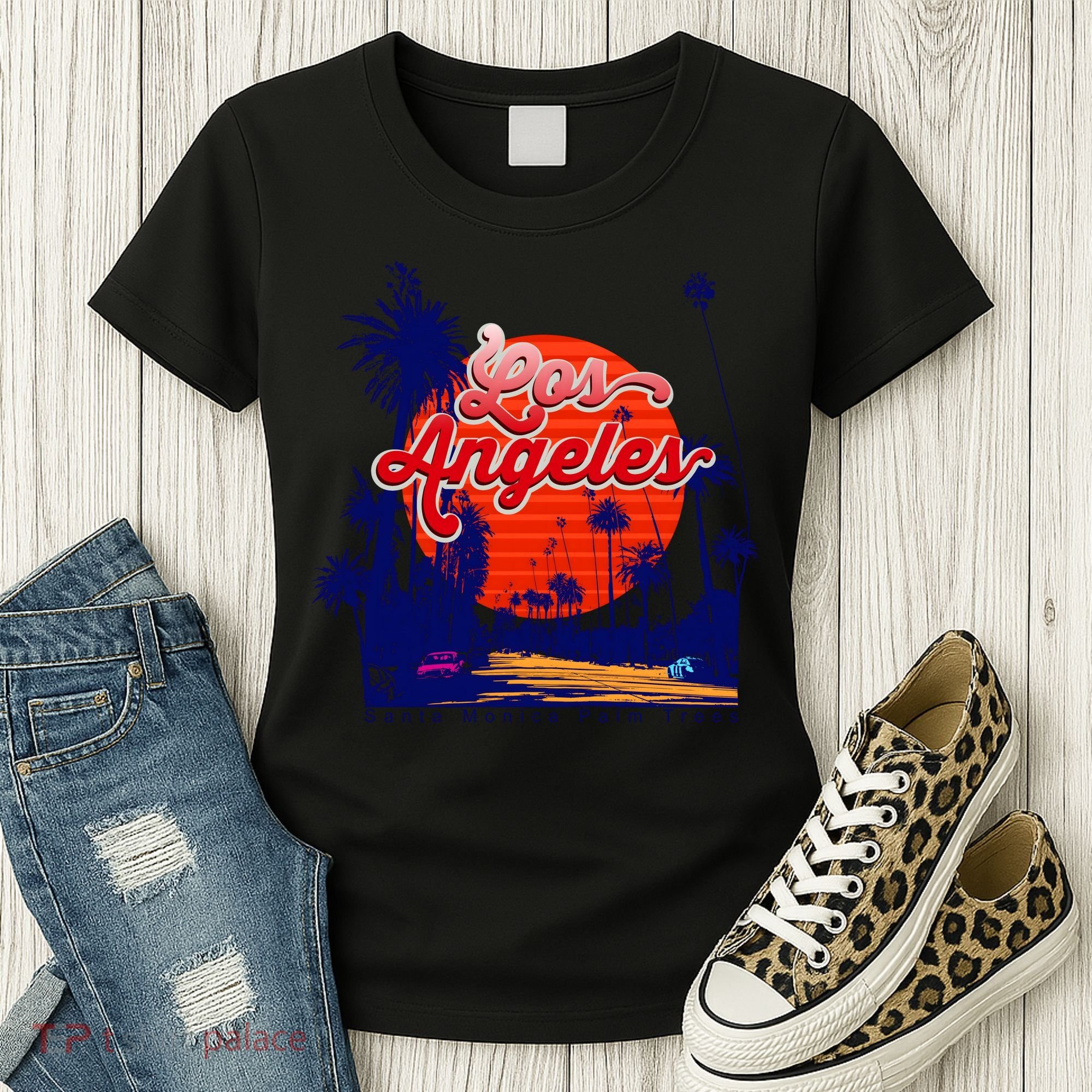 Santa Monica Los Angeles Palm Trees Scenic Women's T-Shirt