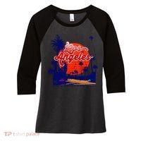 Santa Monica Los Angeles Palm Trees Scenic Women's Tri-Blend 3/4-Sleeve Raglan Shirt thumb 0