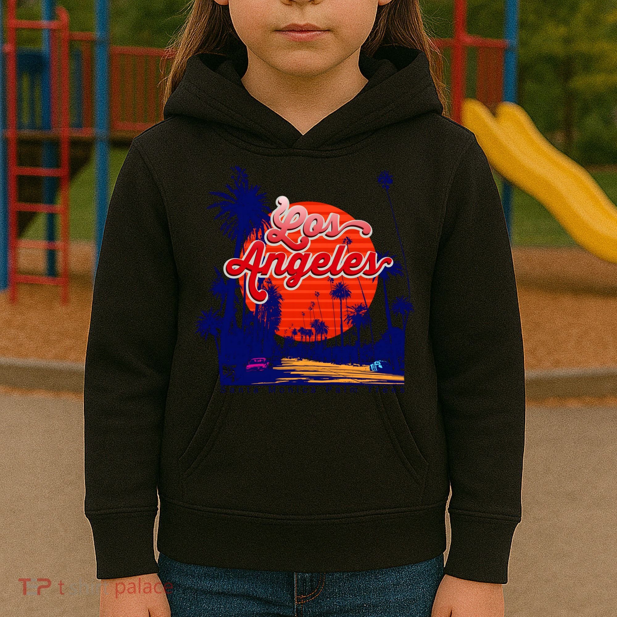 Santa Monica Los Angeles Palm Trees Scenic Kids Hoodie