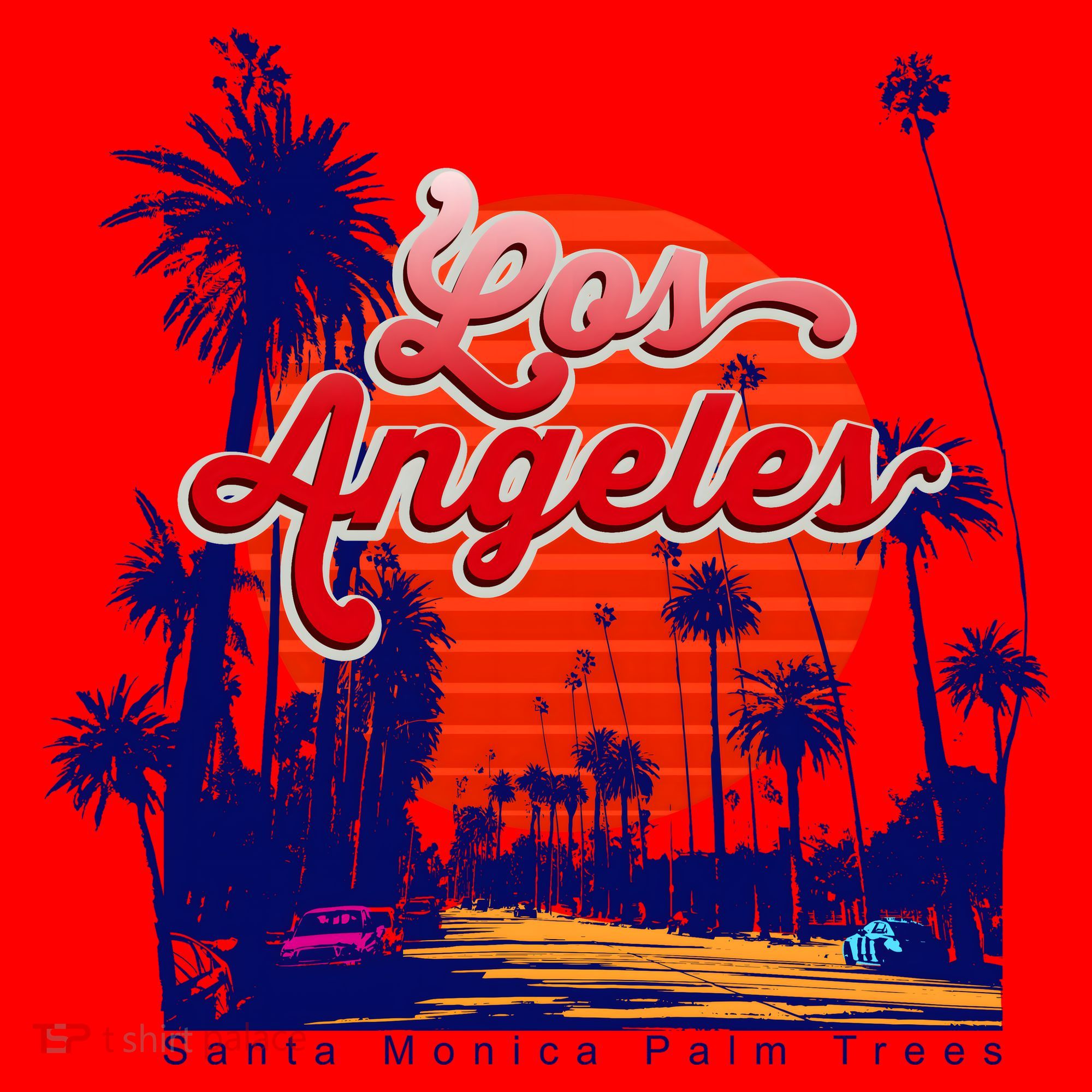 Santa Monica Los Angeles Palm Trees Scenic Santa Hat