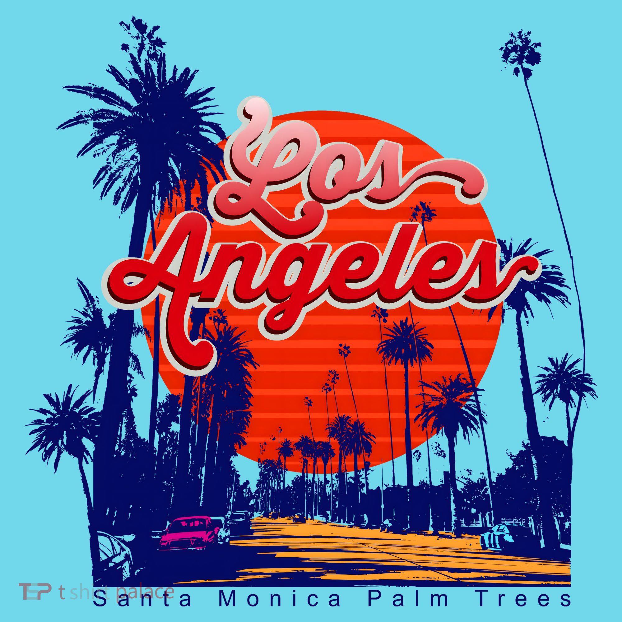 Santa Monica Los Angeles Palm Trees Scenic Long Sleeve Shirt