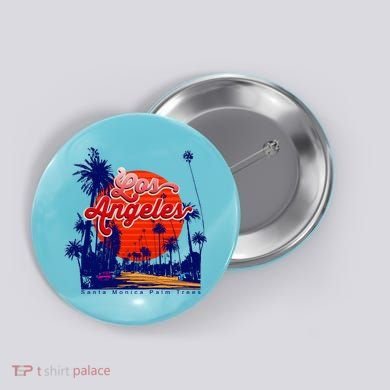 Santa Monica Los Angeles Palm Trees Scenic Button