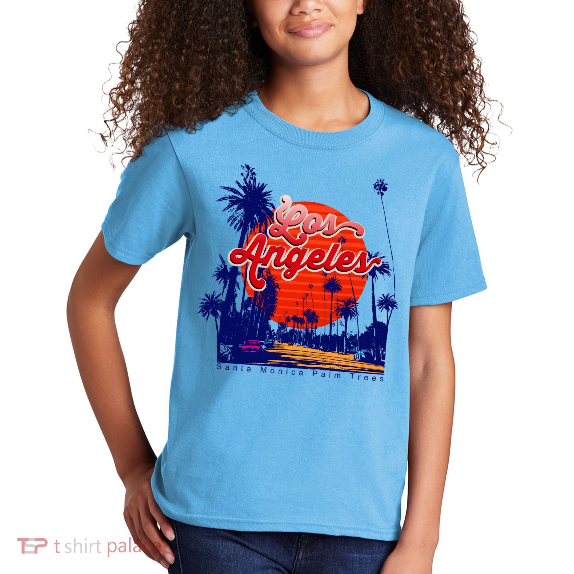 Santa Monica Los Angeles Palm Trees Scenic Kids T-Shirt