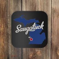 Saugatuck Michigan MI Map Coaster thumb 0