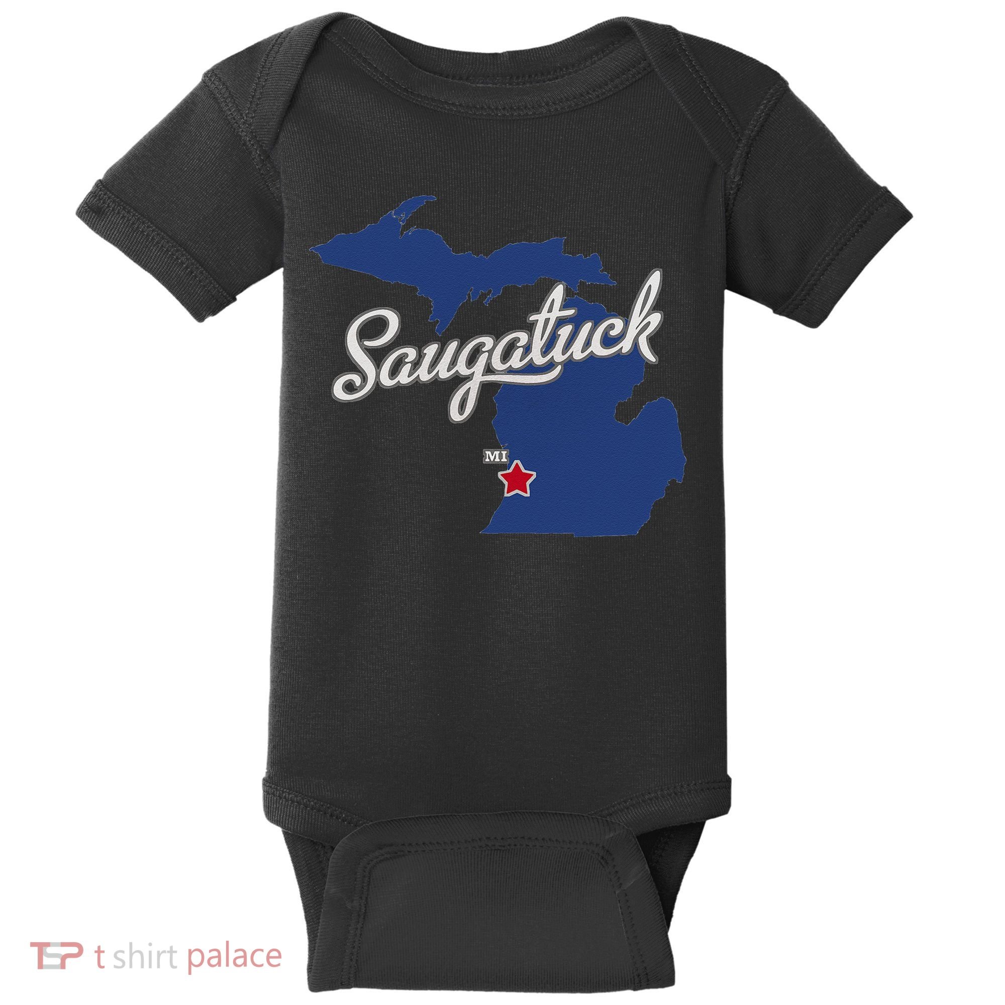 Saugatuck Michigan MI Map Baby Bodysuit