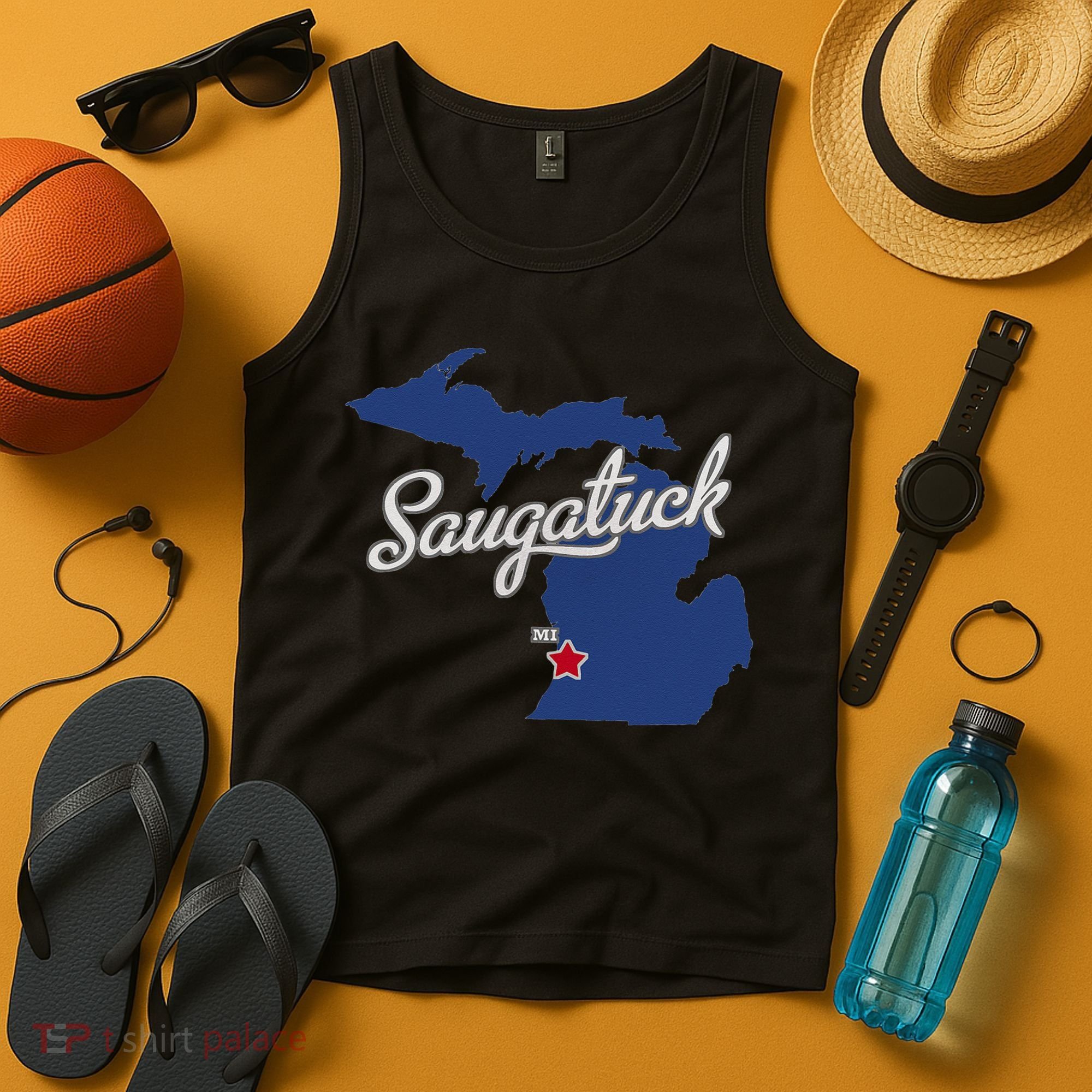 Saugatuck Michigan MI Map Tank Top