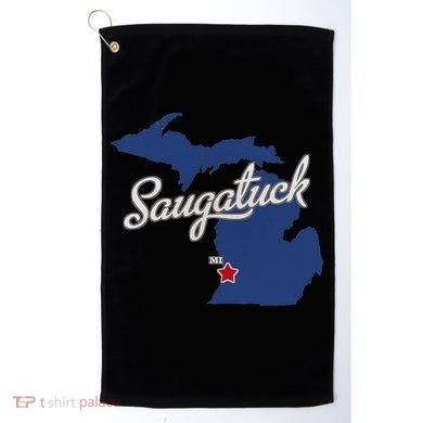 Saugatuck Michigan MI Map Golf Towel