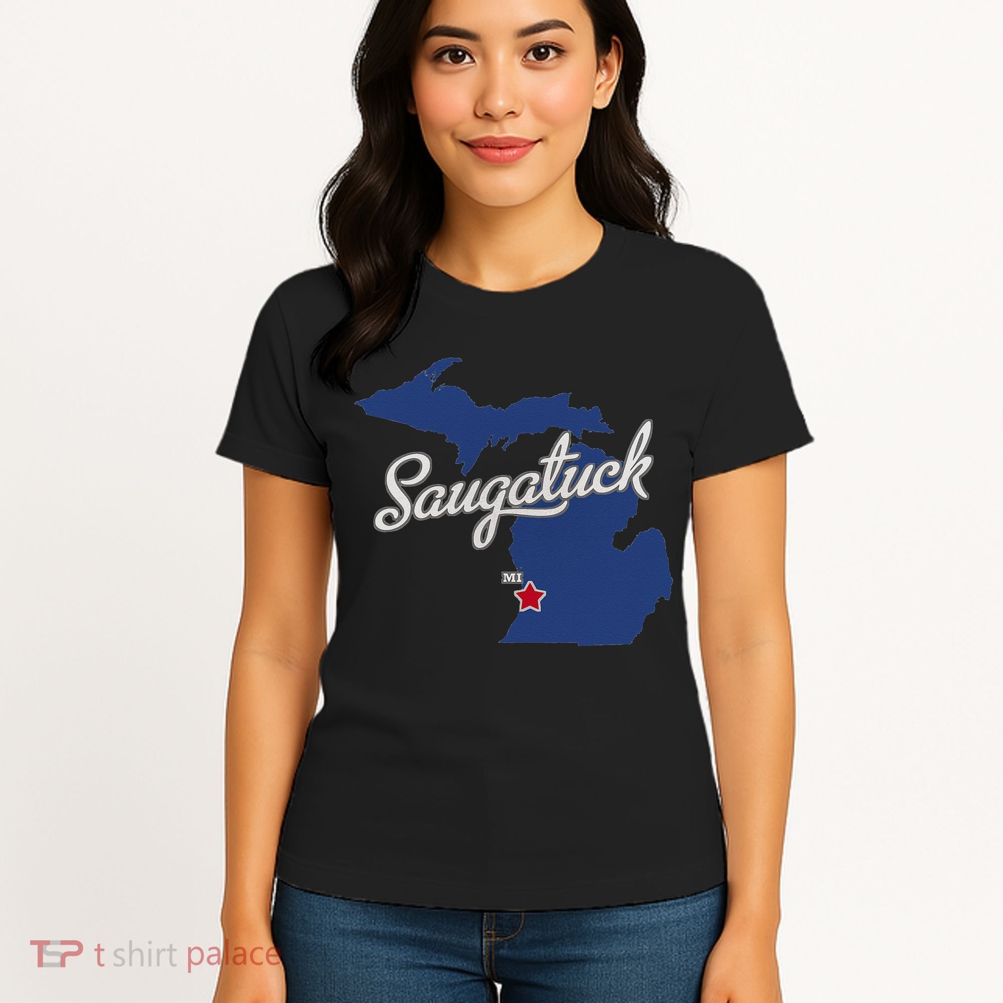 Saugatuck Michigan MI Map Women's T-Shirt
