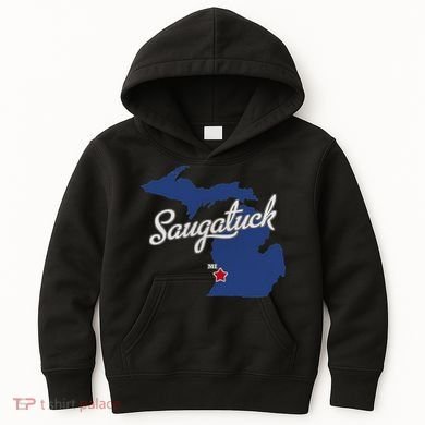 Saugatuck Michigan MI Map Kids Hoodie