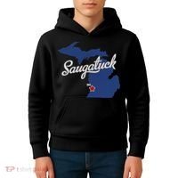 Saugatuck Michigan MI Map Kids Hoodie thumb 4