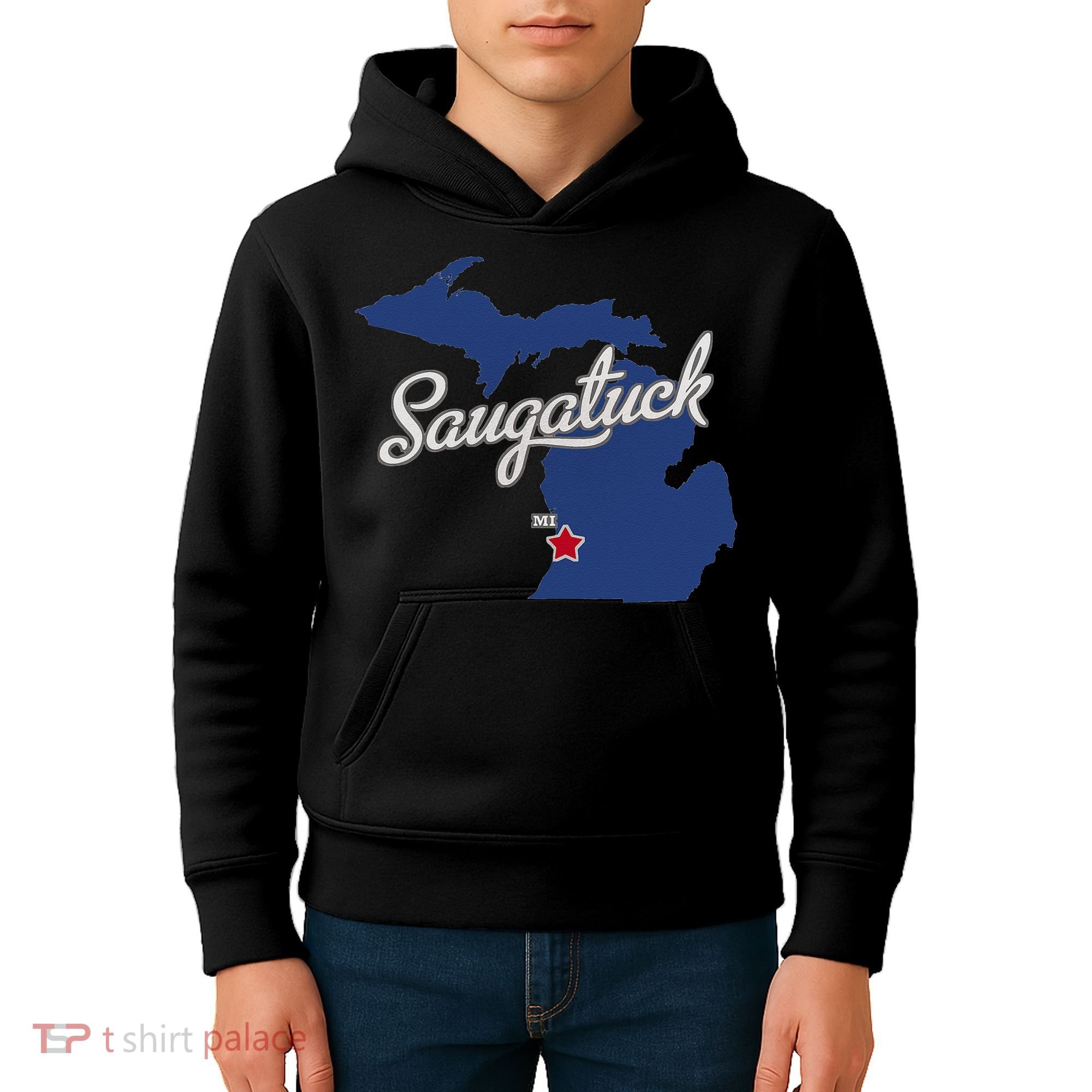 Saugatuck Michigan MI Map Kids Hoodie