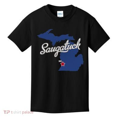 Saugatuck Michigan MI Map Kids T-Shirt