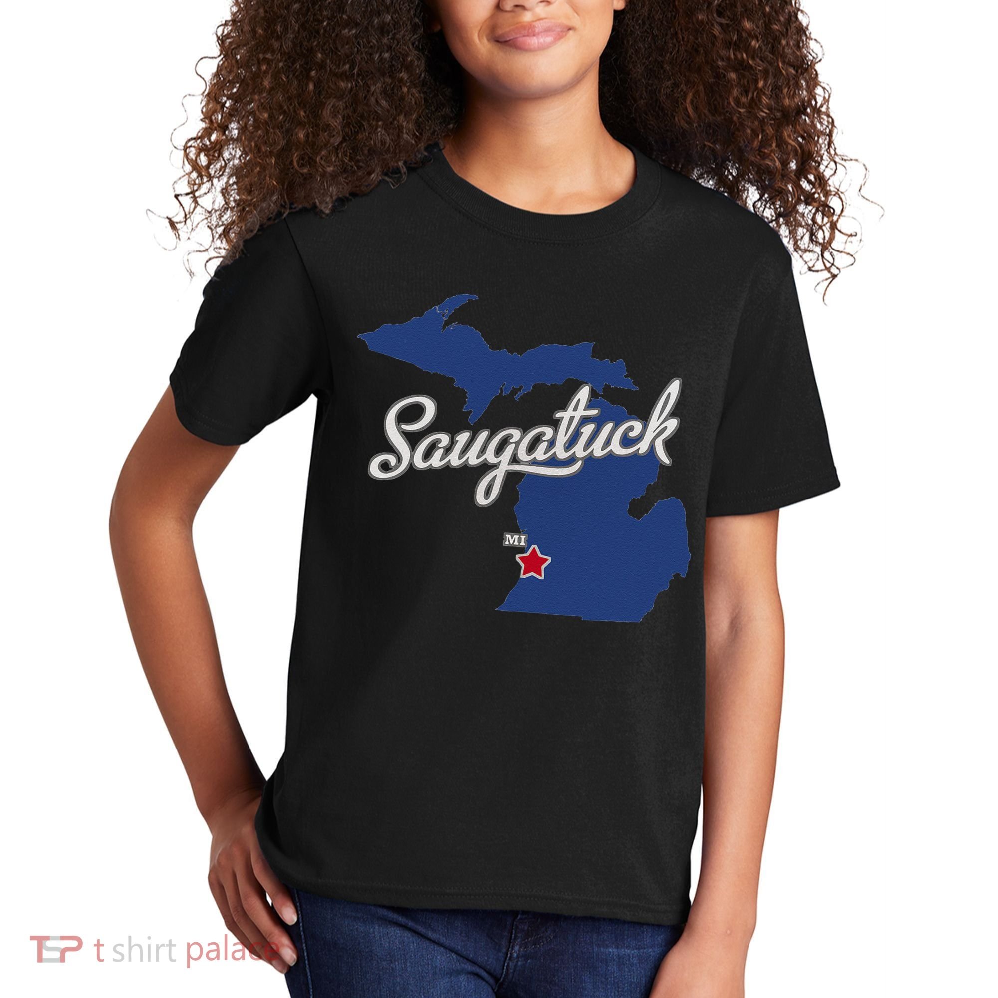 Saugatuck Michigan MI Map Kids T-Shirt