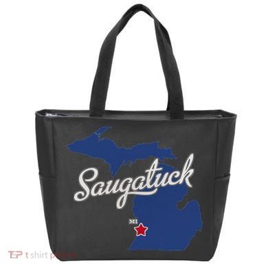 Saugatuck Michigan MI Map Tote Bag