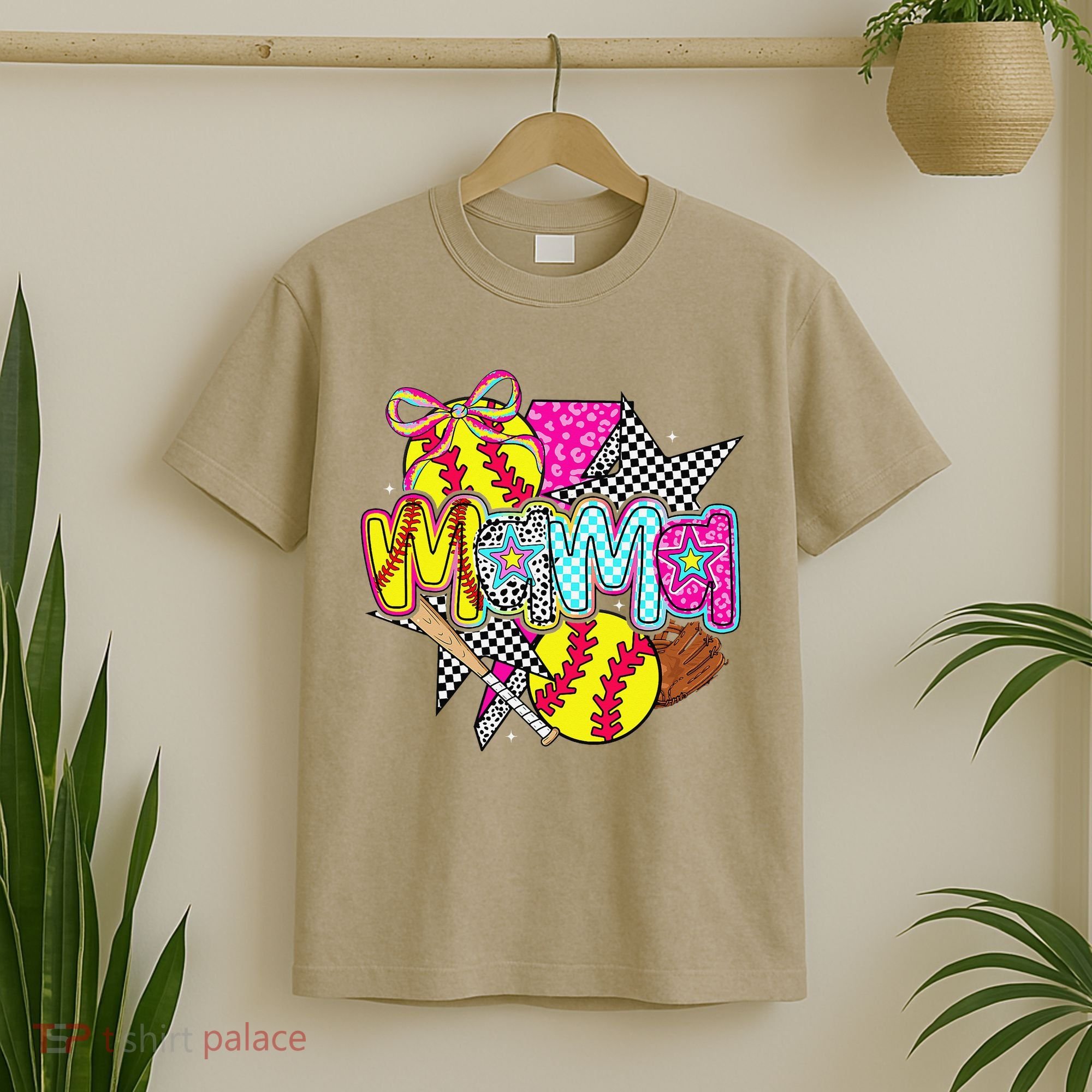 Softball Mama Mom Softball Game Day Vibes Mothers Day Women T-Shirt