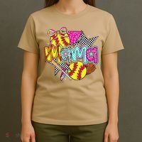 Softball Mama Mom Softball Game Day Vibes Mothers Day Women T-Shirt thumb 4