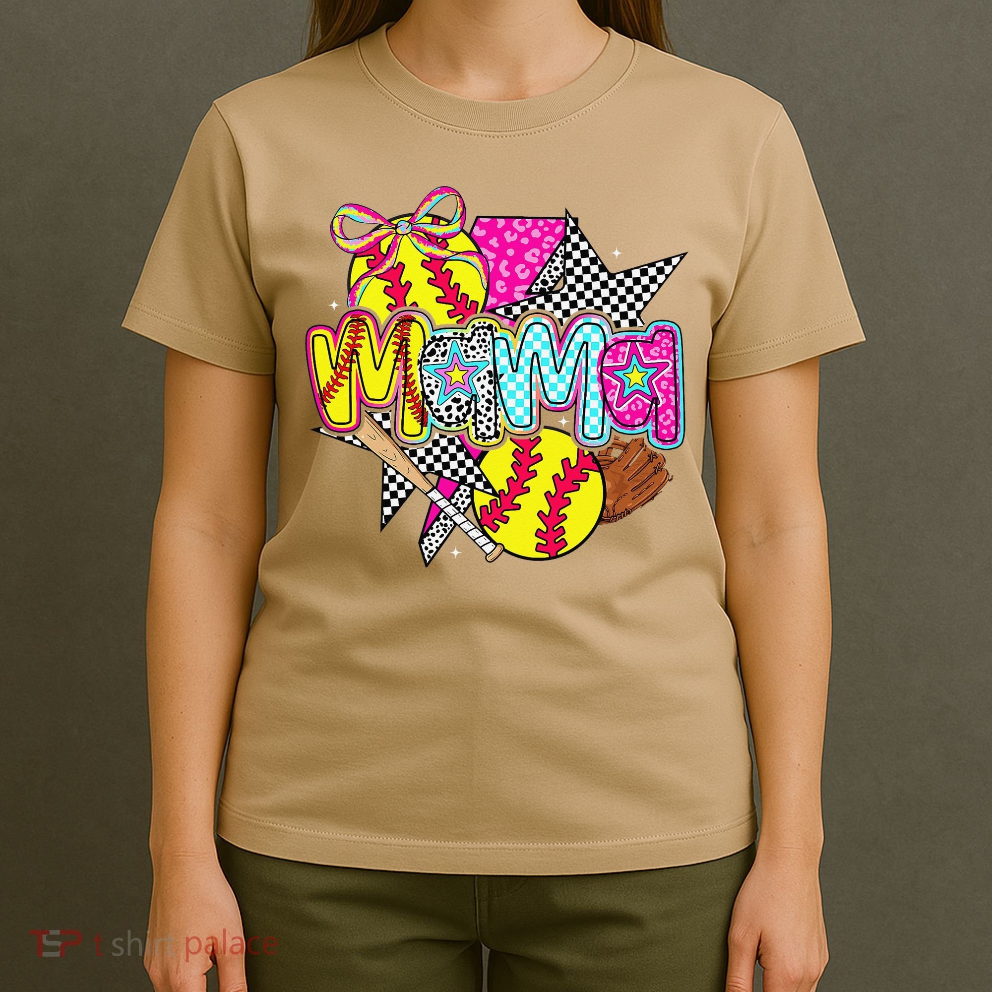 Softball Mama Mom Softball Game Day Vibes Mothers Day Women T-Shirt