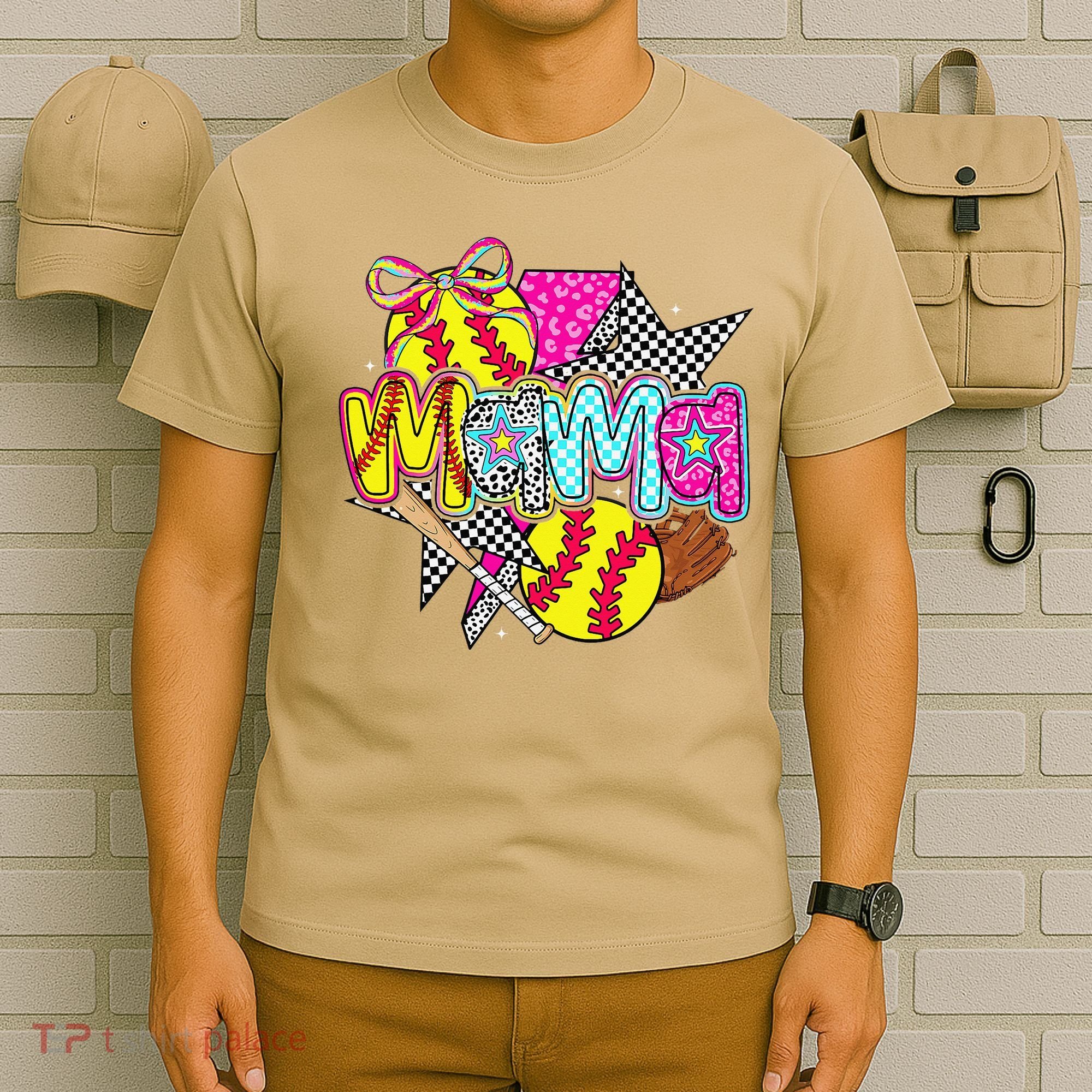 Softball Mama Mom Softball Game Day Vibes Mothers Day Women T-Shirt