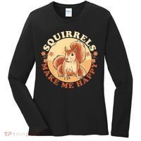 Squirrels Make Me Happy | Squirrel Lover Gift Women's Long Sleeve Shirt thumb 0