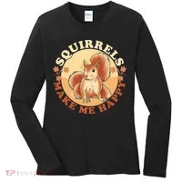 Squirrels Make Me Happy | Squirrel Lover Gift Women's Long Sleeve Shirt thumb 0