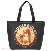 Squirrels Make Me Happy | Squirrel Lover Gift Tote Bag thumb 0