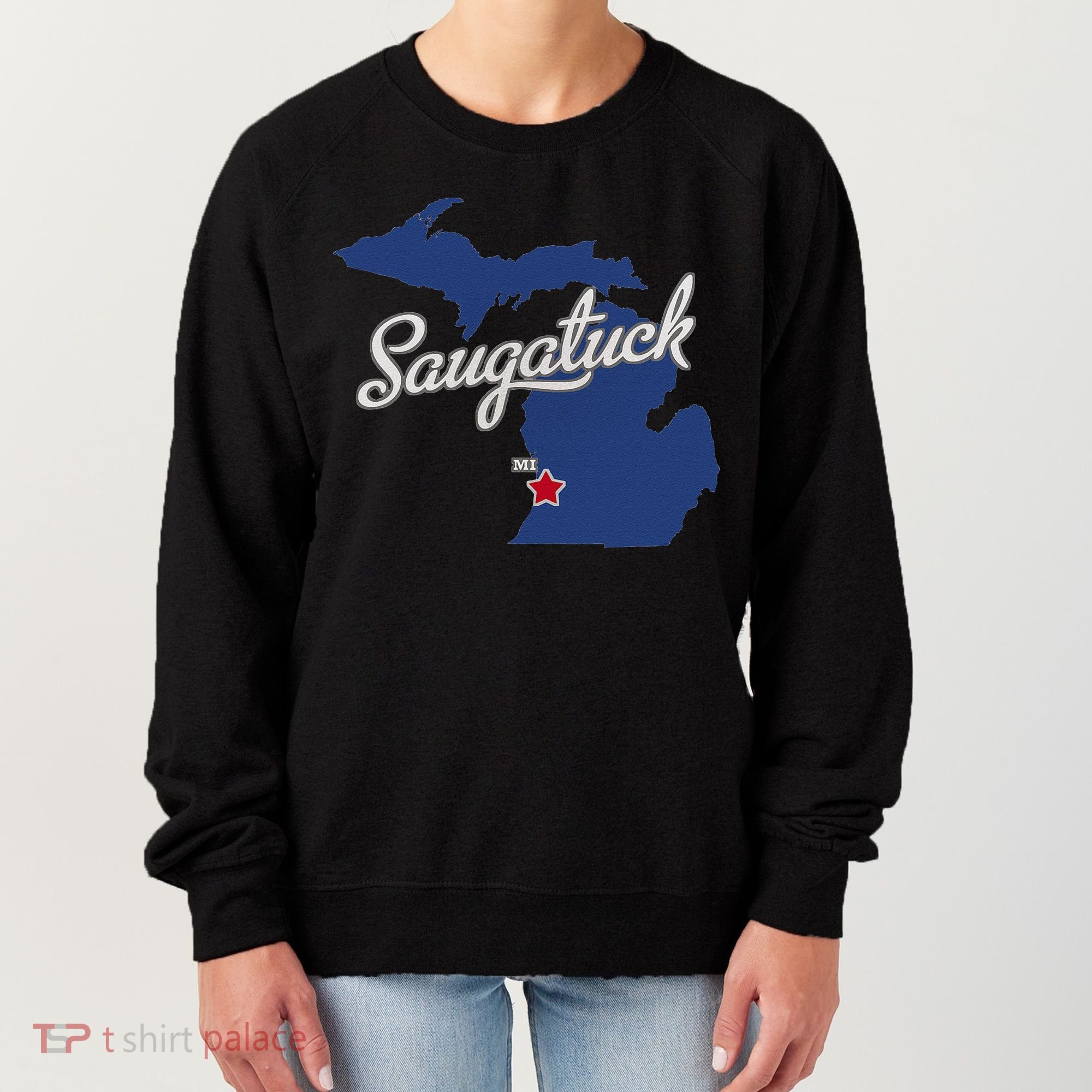 Saugatuck Michigan MI Map Women's Sweatshirt