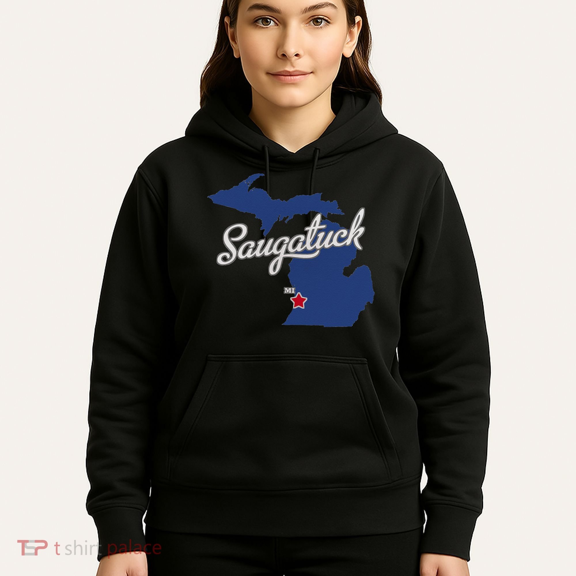 Saugatuck Michigan MI Map Hoodie