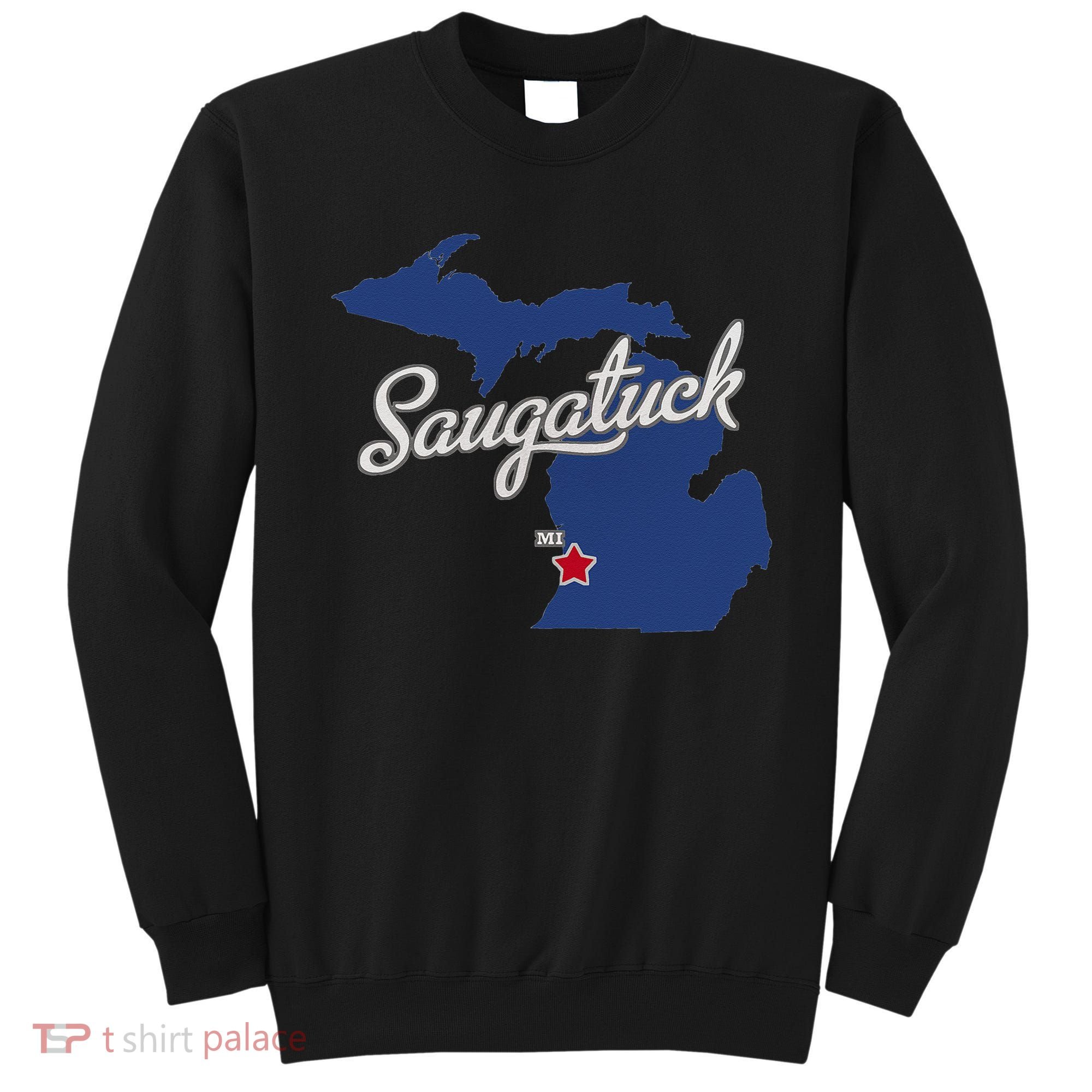 Saugatuck Michigan MI Map Sweatshirt