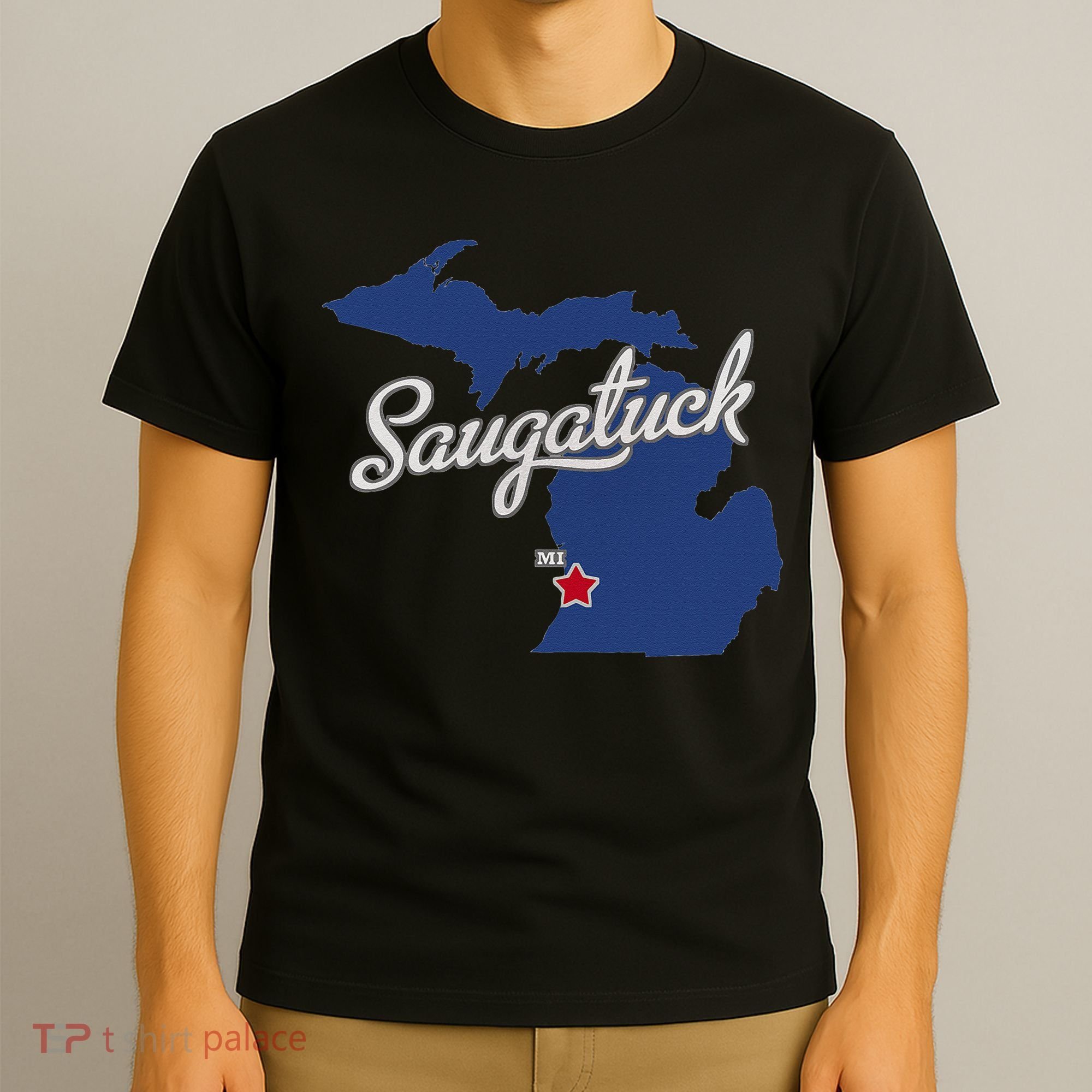 Saugatuck Michigan MI Map T-Shirt