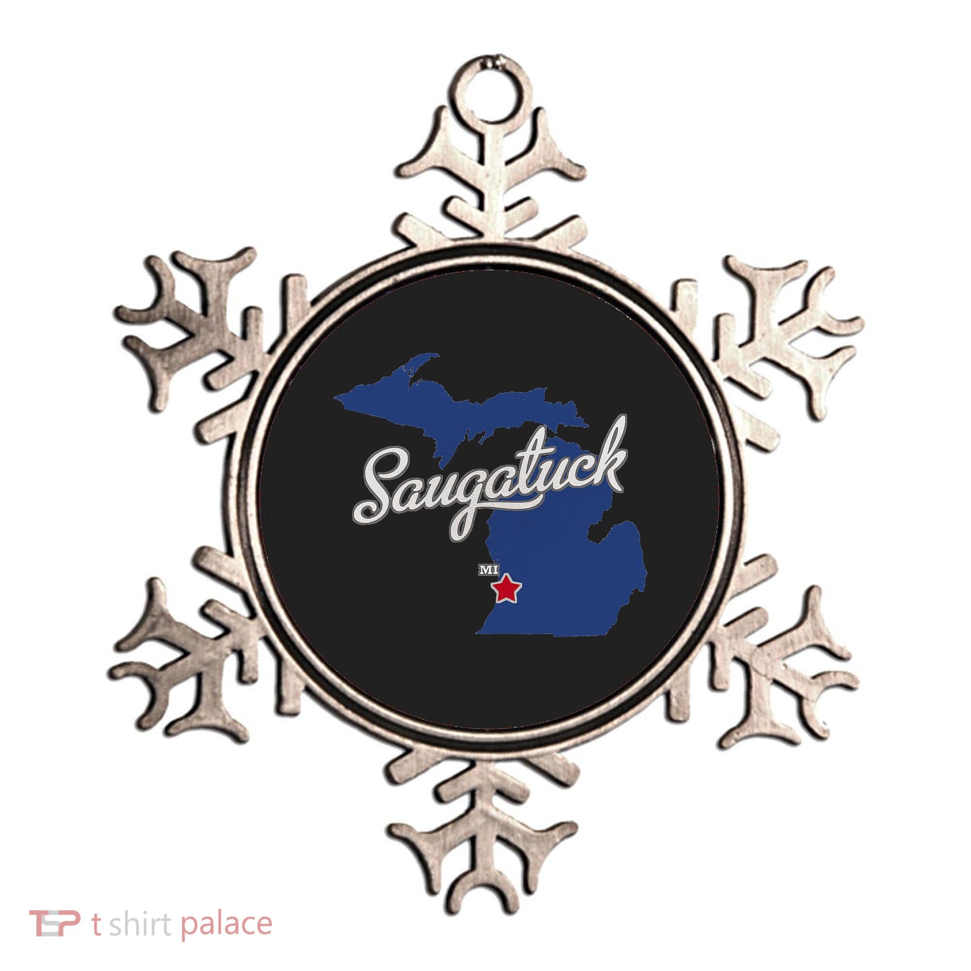 Saugatuck Michigan MI Map Ornament