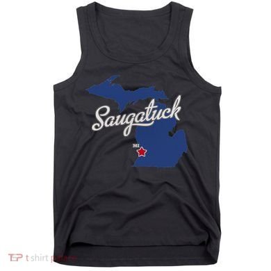 Saugatuck Michigan MI Map Tank Top