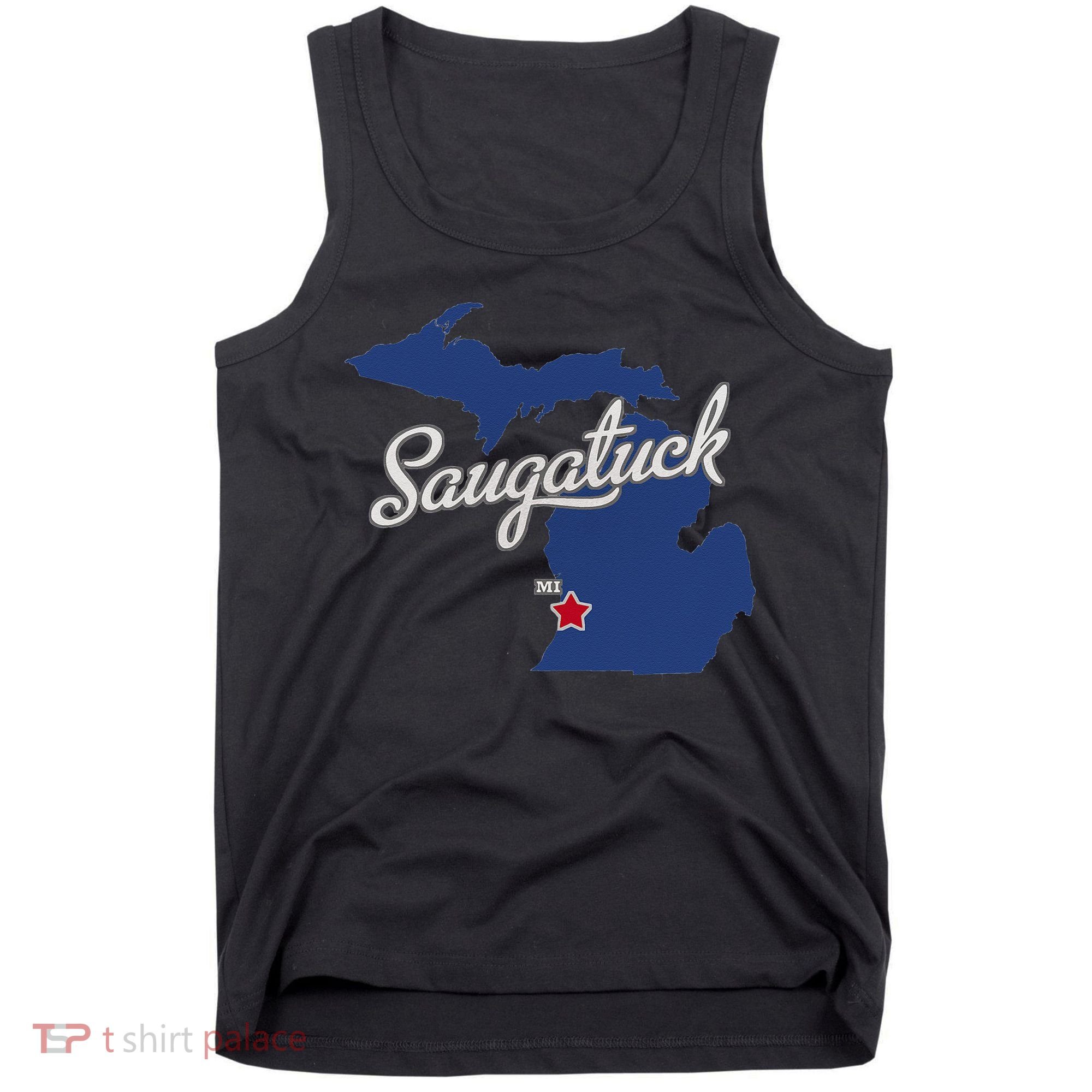 Saugatuck Michigan MI Map Tank Top