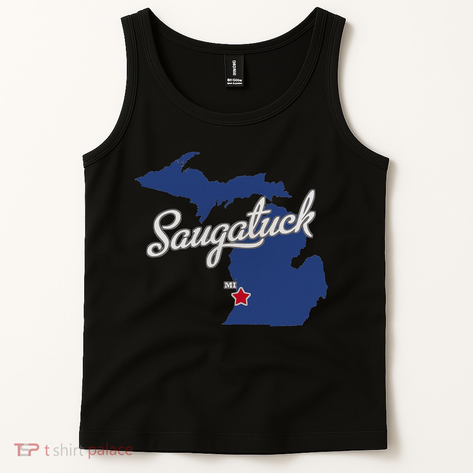 Saugatuck Michigan MI Map Tank Top