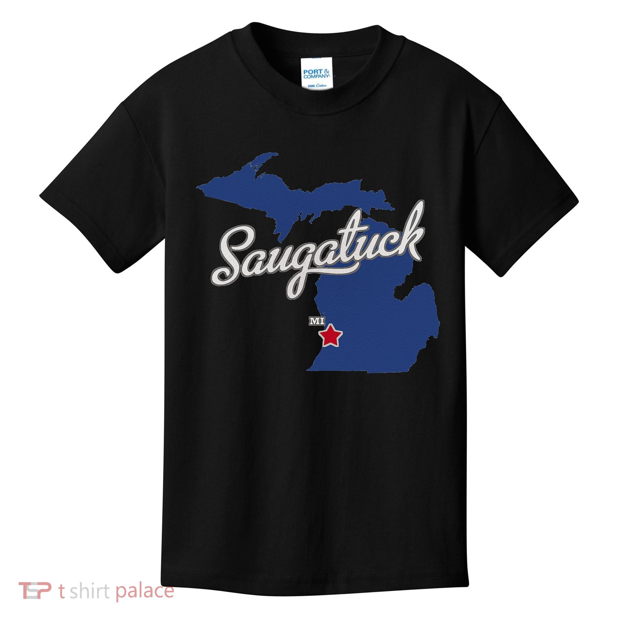 Saugatuck Michigan MI Map Kids T-Shirt